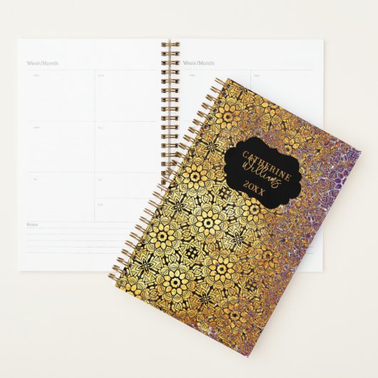  Rust Textured Damask Bloempatroon Planner (Display)