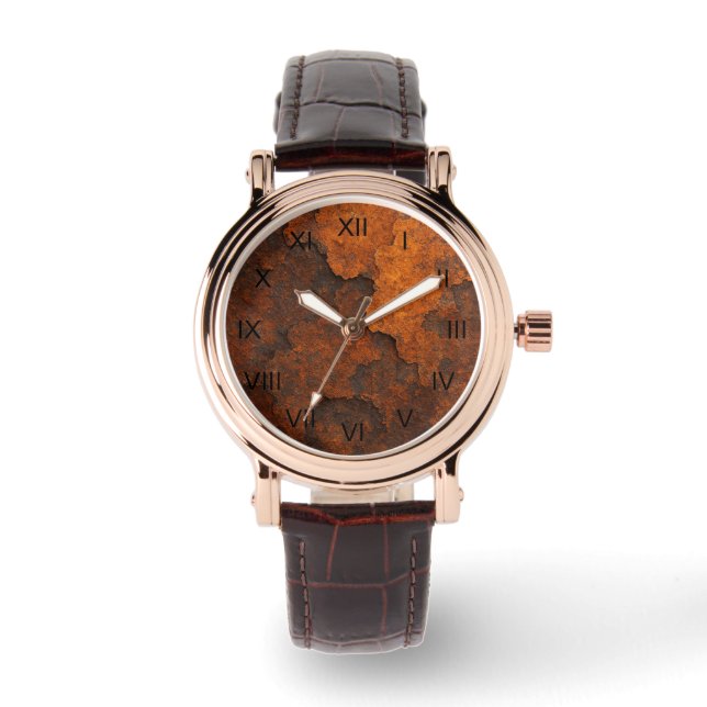Rust Textuur Grunge Achtergrond Metalen Ontwerp Horloge (Voorkant)