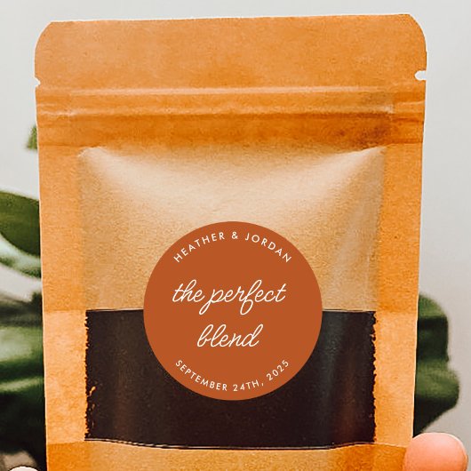 Rust The Perfect Bland Wedding Coffee Favors Ronde Sticker