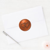 Rust Two Hearts Intertwined Wedding Ronde Sticker (Envelop)