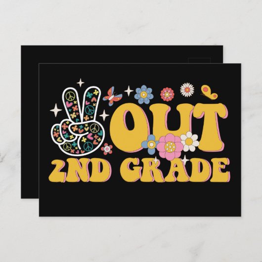 Rust uit 2e klas Groovy Laatste dag van de school Briefkaart (Voorkant / Achterkant)