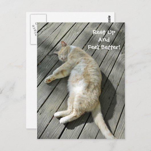 Rust uit Voel je beter Schattige Cat Get Well Cust Briefkaart (Voorkant / Achterkant)
