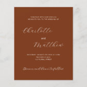 Rust verbrand oranje script budget huwelijksuitnod (Voorkant)