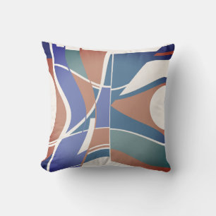 Rust Violet Blauw Blauwgroen Wit Draaiende Kunst A Kussen