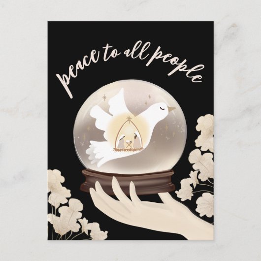 Rust voor alle mensen Christelijk Geboorte Sneeuw  Briefkaart (Voorkant)