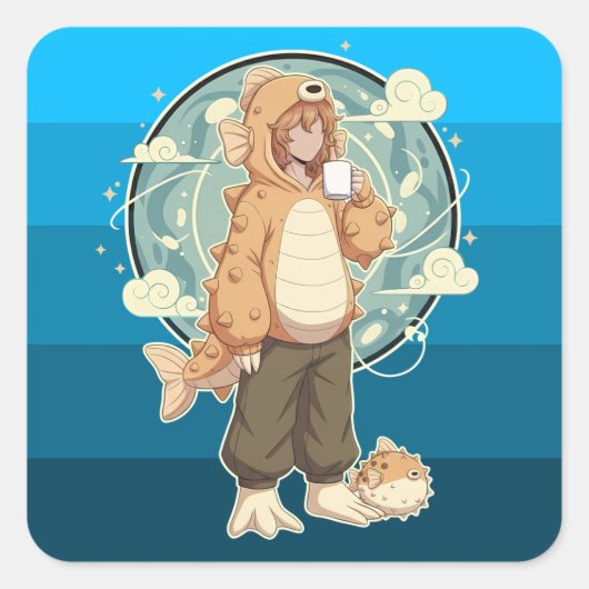 Rust Voor de Puf Vierkante Sticker (Voorkant)
