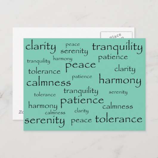 rust , vrede , harmonie briefkaart (Voorkant / Achterkant)