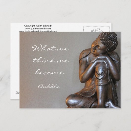 Rust vredig zilveren Boeddha woorden van wijsheid Briefkaart (Voorkant / Achterkant)