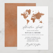 Rust waterverf wereldkaart bruiloft (Voorkant / Achterkant)