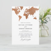Rust waterverf wereldkaart bruiloft (Staand voorkant)