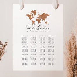 Rust waterverf wereldkaart bruiloft foto afdruk