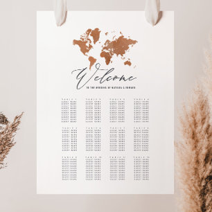Rust waterverf wereldkaart bruiloft foto afdruk