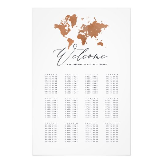 Rust waterverf wereldkaart bruiloft foto afdruk (Voorkant)