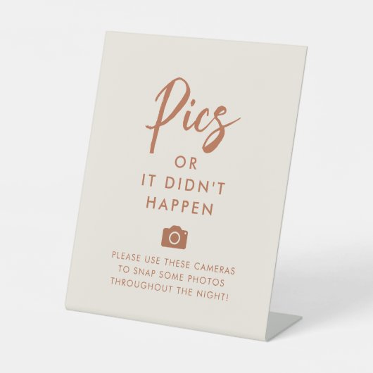 Rust Wedding Camera Pics of het gebeurde niet Reclamebord Met Voetstuk (Voorkant)