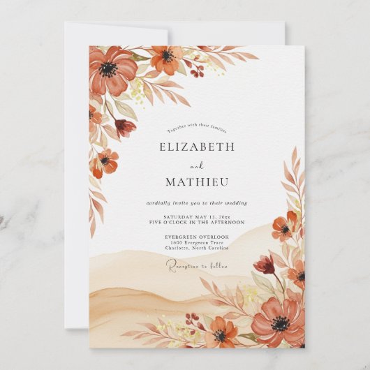 Rust Whimsical Autumnal Wedding Kaart (Voorkant)
