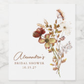 Rust Wildflower Boho Bruidsfeest Favor Geschenk Ma Wijn Etiket (Enkel label)