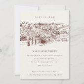 Rust Winery Mountain Sketch Baby shower Invite Bedankkaart (Voorkant)