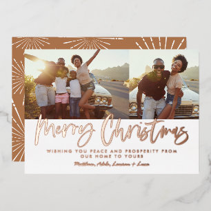 Rust wit script Kerstmis 2 foto Holiday Folie Feestdagenkaart