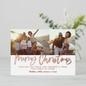 Rust wit script Kerstmis 2 foto Holiday Folie Feestdagenkaart (Staand Voorkant)