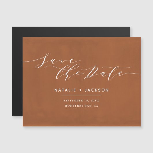 Rust + witte elegante bruiloft behalve de datum (Voorkant / Achterkant)