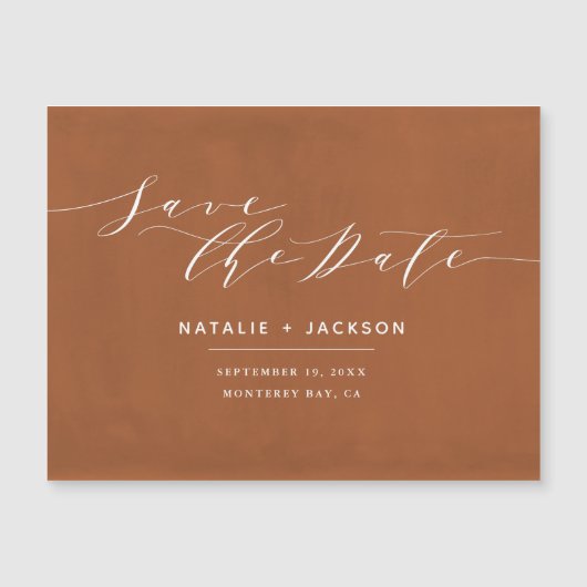 Rust + witte elegante bruiloft behalve de datum (Voorkant)