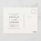 Rust + witte elegante bruiloft opslaan van de datu briefkaart (Achterkant)