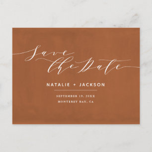 Rust + witte elegante bruiloft opslaan van de datu briefkaart