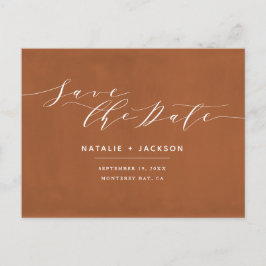 Rust + witte elegante bruiloft opslaan van de datu briefkaart