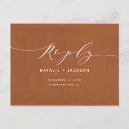 Rust + witte elegante trouwreactie briefkaart