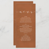 Rust + witte elegante waterverf geschilderde bruil menu (Voorkant / Achterkant)