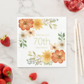 Rust Yellow White Flowers 70th Birthday Servet (Insitu)