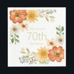 Rust Yellow White Flowers 70th Birthday Servet<br><div class="desc">en vrouwelijk papier voor de 70e verjaardag,  uitgerust met prachtige roest,  gele en witte bloemen met bladeren en groen,  aangepast aan de jouw naam en de leeftijd. De tekst is volledig klantgericht,  zodat kunnen deze papieren servetten voor om het even welke leeftijd worden ontworpen.</div>