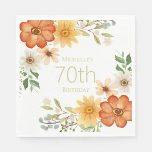 Rust Yellow White Flowers 70th Birthday Servet