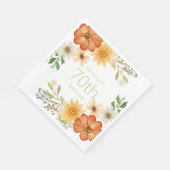 Rust Yellow White Flowers 70th Birthday Servet (Hoek)