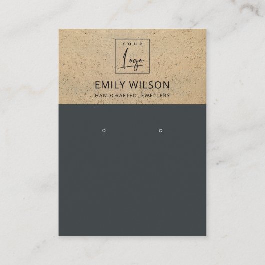 RUST ZWARTE TERRACOTTA-TEXTURE LOGO EARRING DISPLA VISITEKAARTJE (Voorkant)