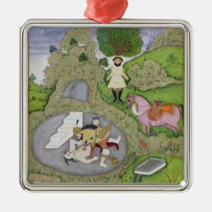 Rustam die de Witte Maan doodde, illustratie van Metalen Ornament