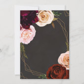 Rustbruin & Goud Moderne Donkere Bloemige Bruiloft Kaart (Achterkant)