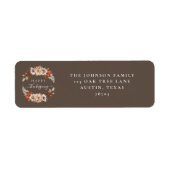 Rustbruin herfst bloemmotief fijne thanksgiving etiket (Voorkant)