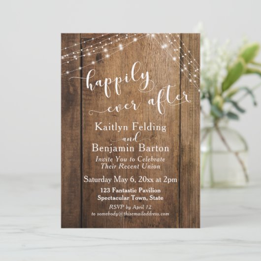 Rustbruin hout & lichten Mogen ze gelukkig zijn Kaart (Staand voorkant)