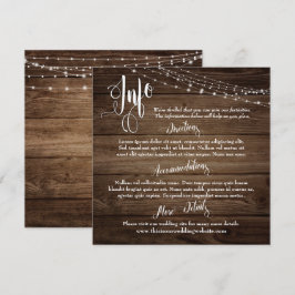 Rustbruin hout met lichten, Huwelijksinfo-script Kaart