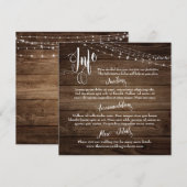 Rustbruin hout met lichten, Huwelijksinformatie-sc Kaart (Voorkant / Achterkant)