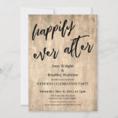 Rustbruin hout Pas Getrouwd Bruiloftsreceptie Kaart (Voorkant)