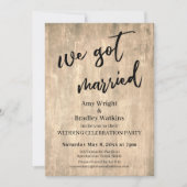 Rustbruin hout Trouwen Receptie Kaart (Voorkant)