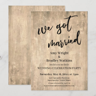 Rustbruin Hout We Zijn Getrouwd Trouwreceptie Kaart