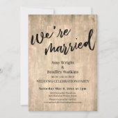 Rustbruin hout We're Married Trouwreceptie Kaart (Voorkant)