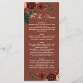 Rustbruin Romantisch Bloemend Menu , Trouwmenu (Voorkant)