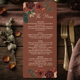 Rustbruin Romantisch Bloemend Menu , Trouwmenu