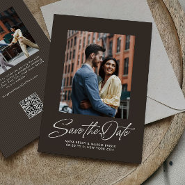 Rustbruin trendy script eenvoudige trouwdag save the date