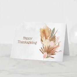 Rustbruine Bladeren Loof Bloemige Thanksgiving Feestdagen Kaart