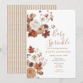 Rustbruine bloem herfst baby sprinkle uitnodiging (Voorkant / Achterkant)